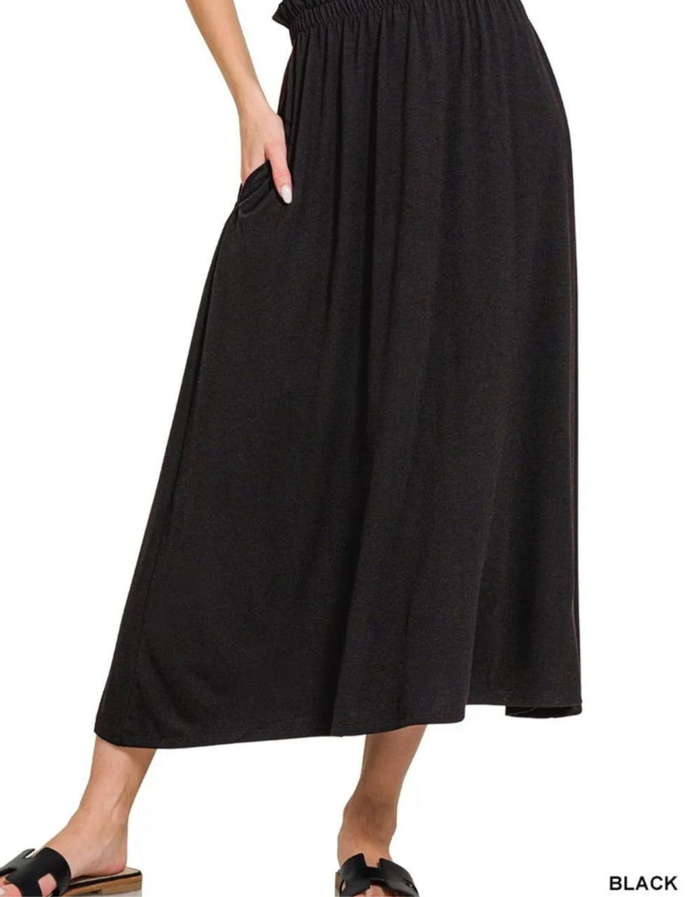 Waist Midi Skirt With Pockets