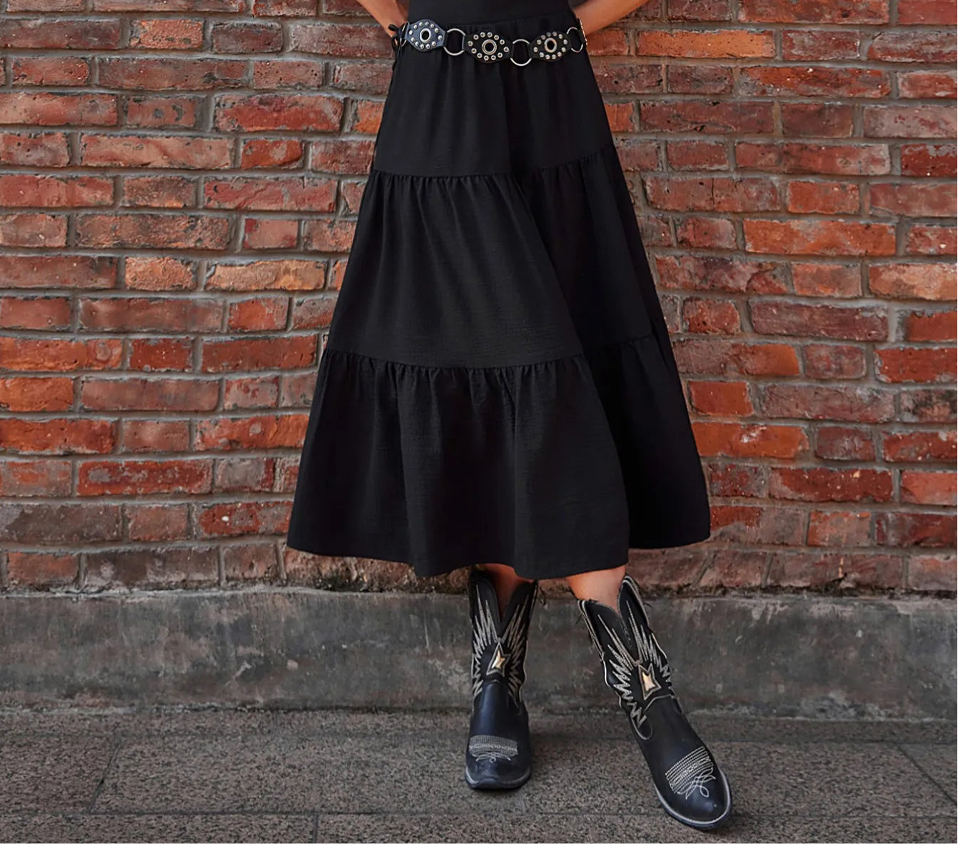 Tiered Midi Skirt