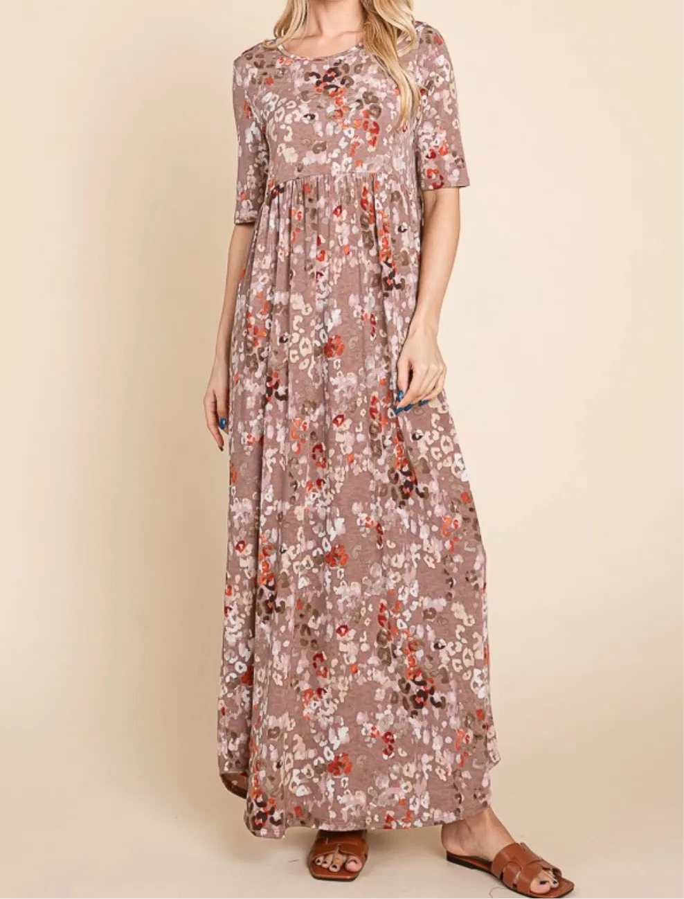 Printed Shirred Maxi Dress