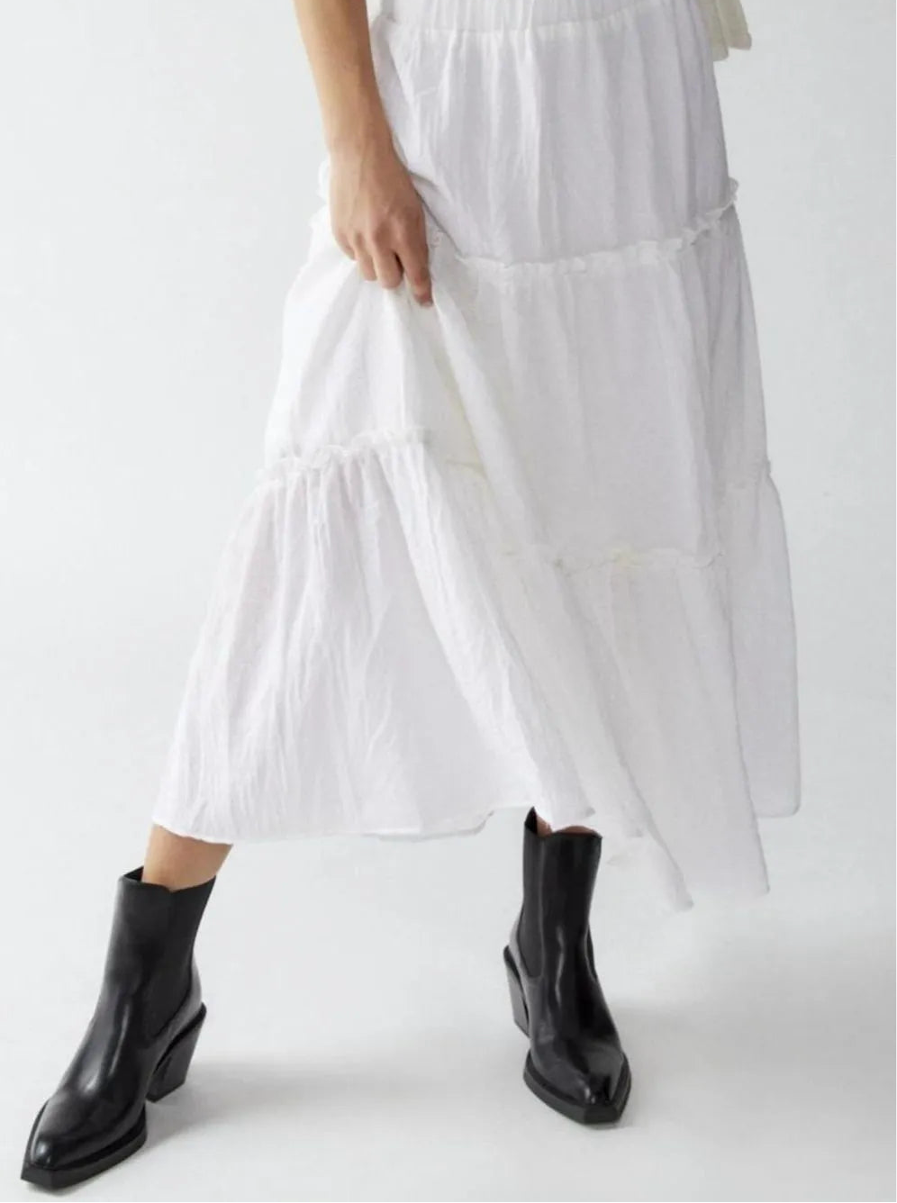 Frill Elastic Waist Skirt