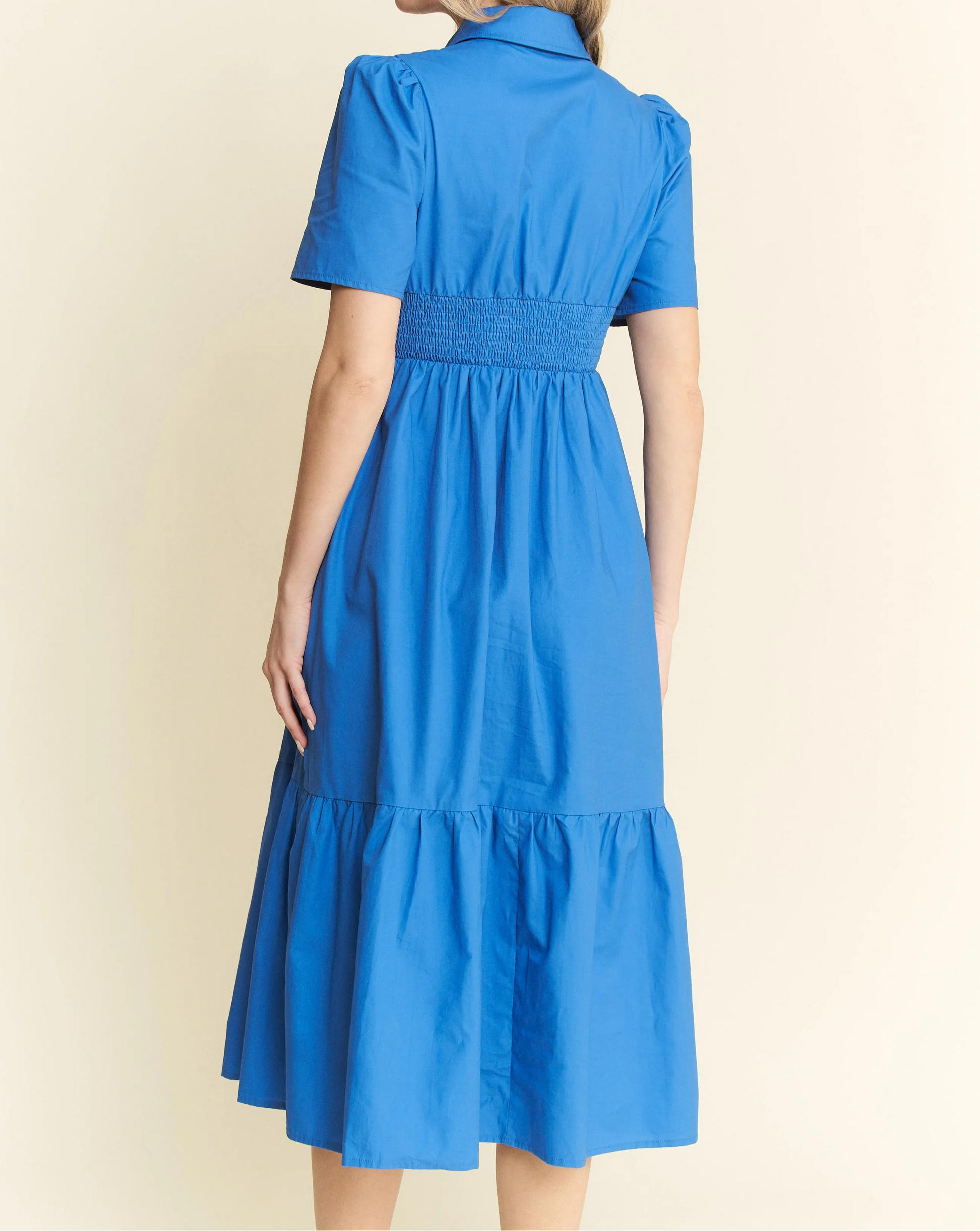 Short Sleeve Button Down Midi Dress