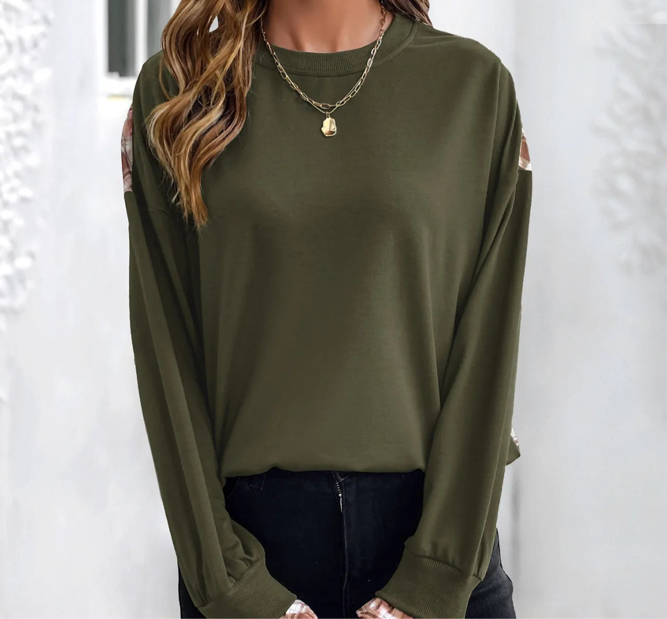 Plaid Long Sleeve Sweatshirt