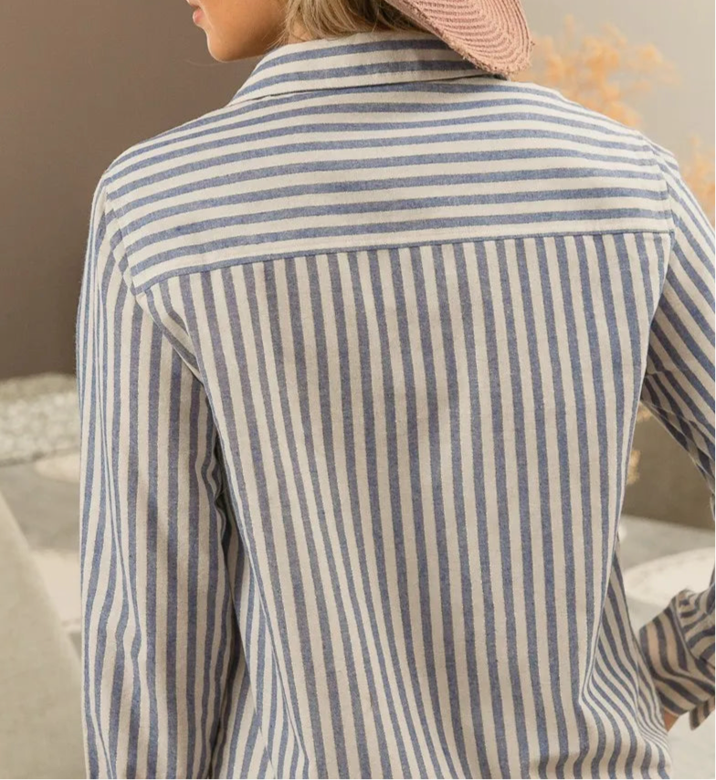 Stripe Shirt Button Down Top