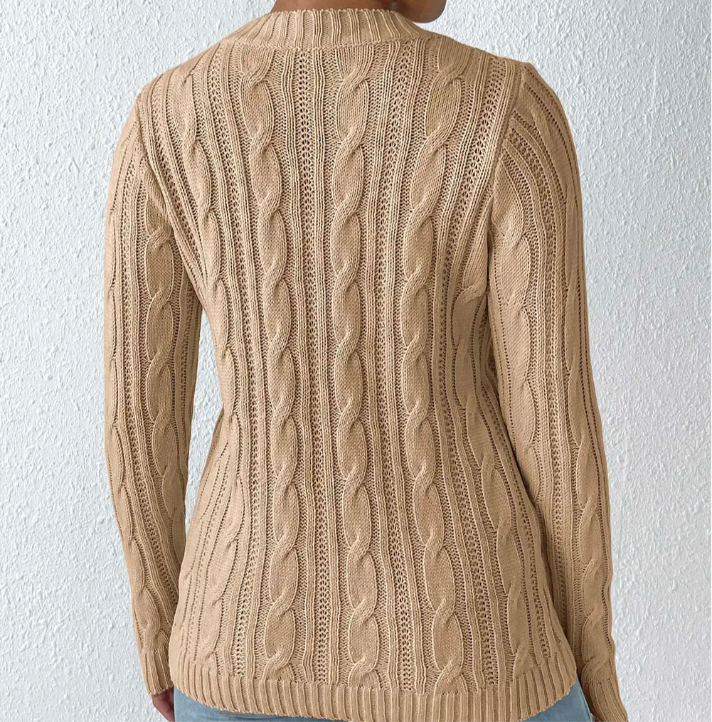 Cable-Knit Round Neck Sweater
