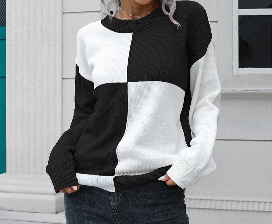 Contrast Drop Shoulder Sweater