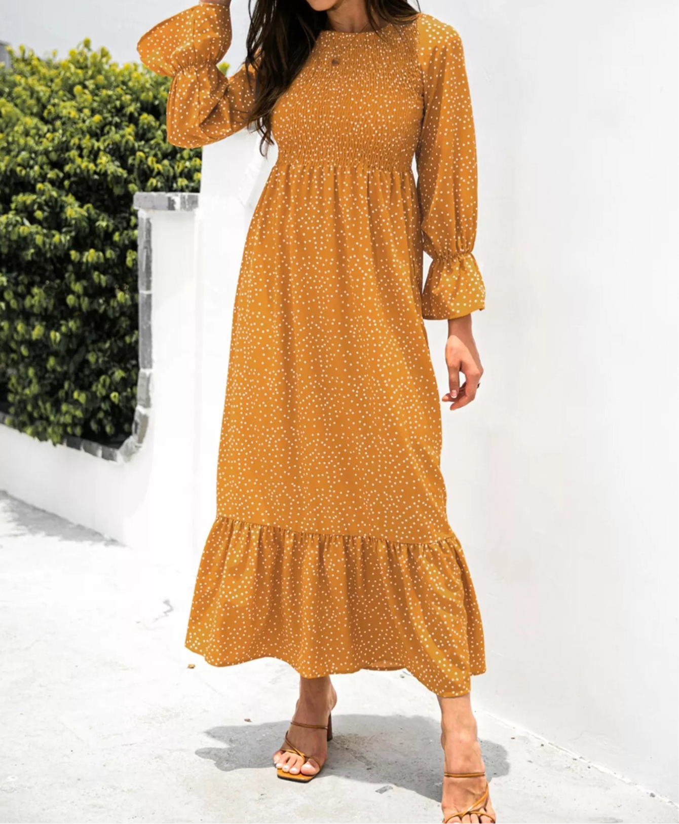 Ruffled Hem Flounce Sleeve Dress