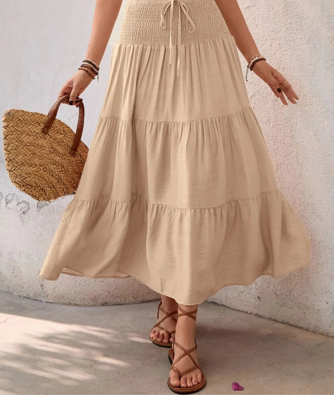 Smocked Tiered Skirt