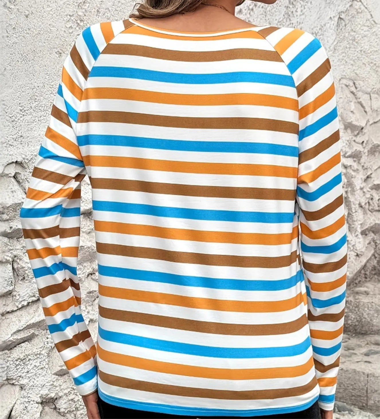 Full Size Striped Long Sleeve Casual Top Plus Size