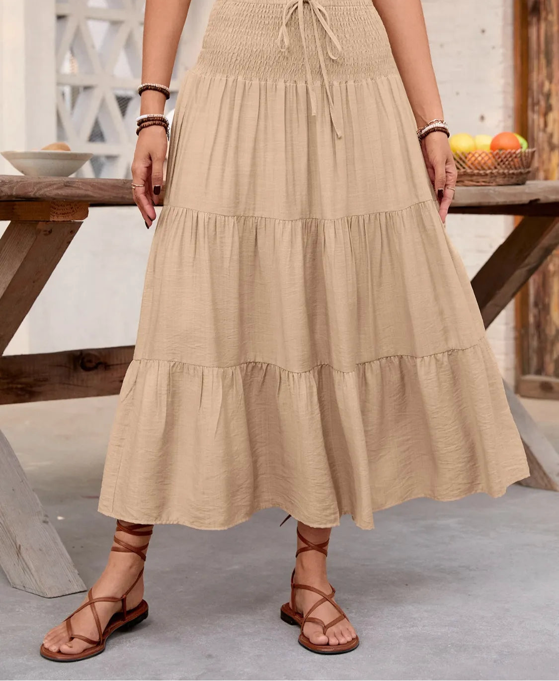 Smocked Tiered Skirt