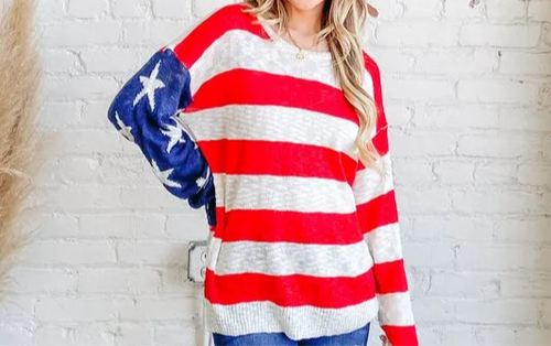 And The Why American Flag Long Sleeve Sweater