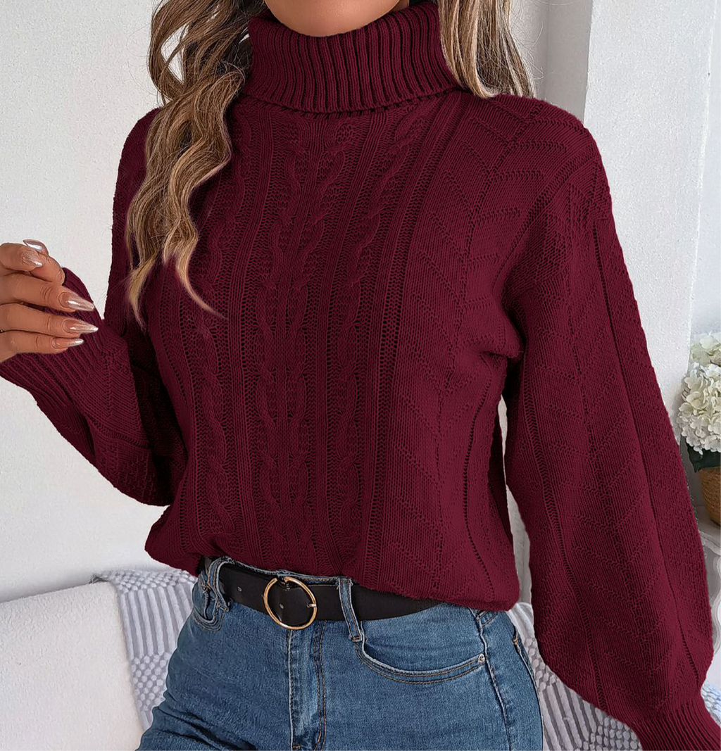 Cable-Knit Turtleneck Sweater