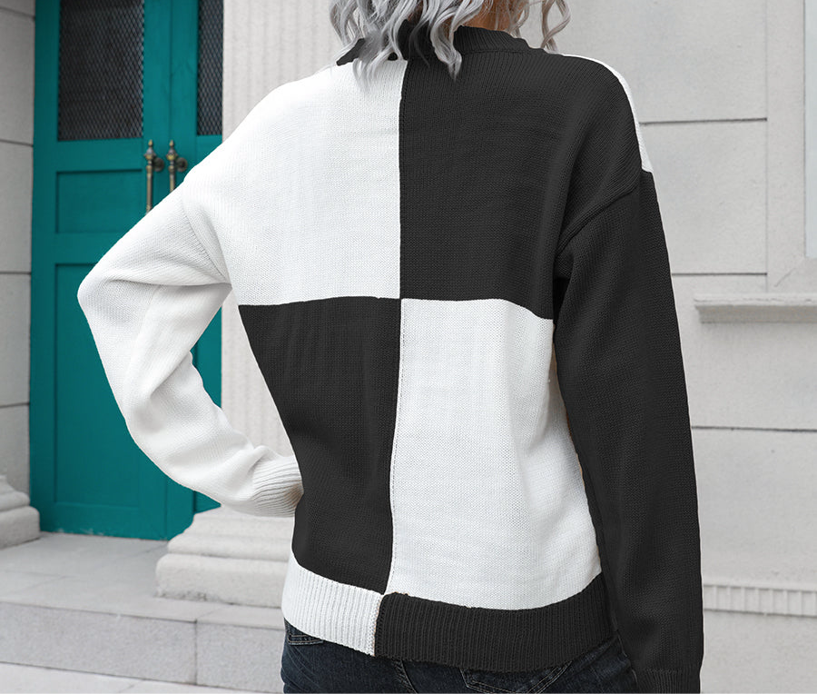Contrast Drop Shoulder Sweater