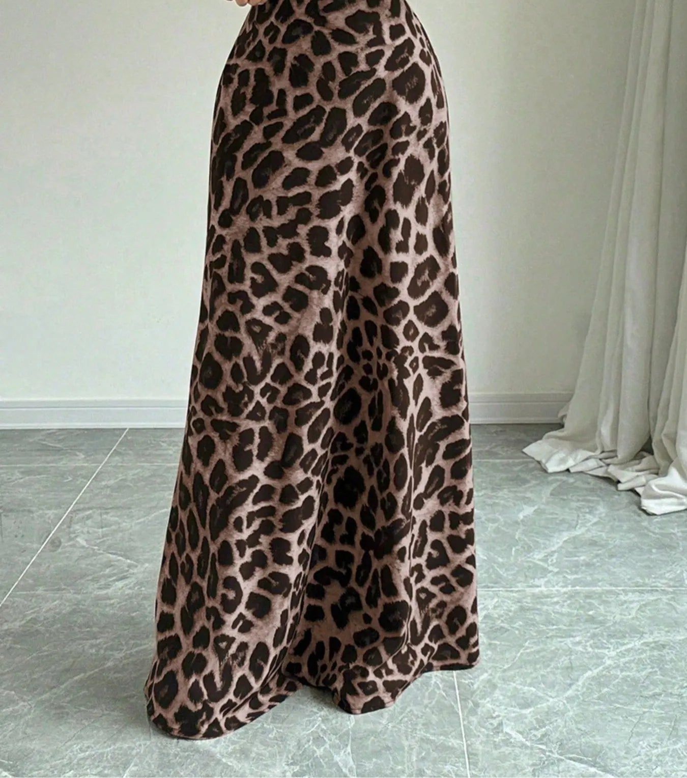 Leopard Print High-Waisted Maxi Skirt