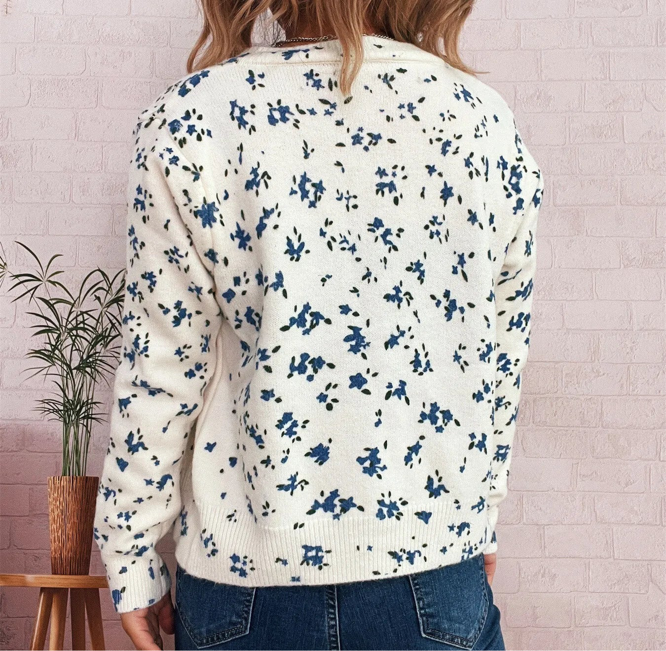 Floral Button-Up Long Sleeve Cardigan