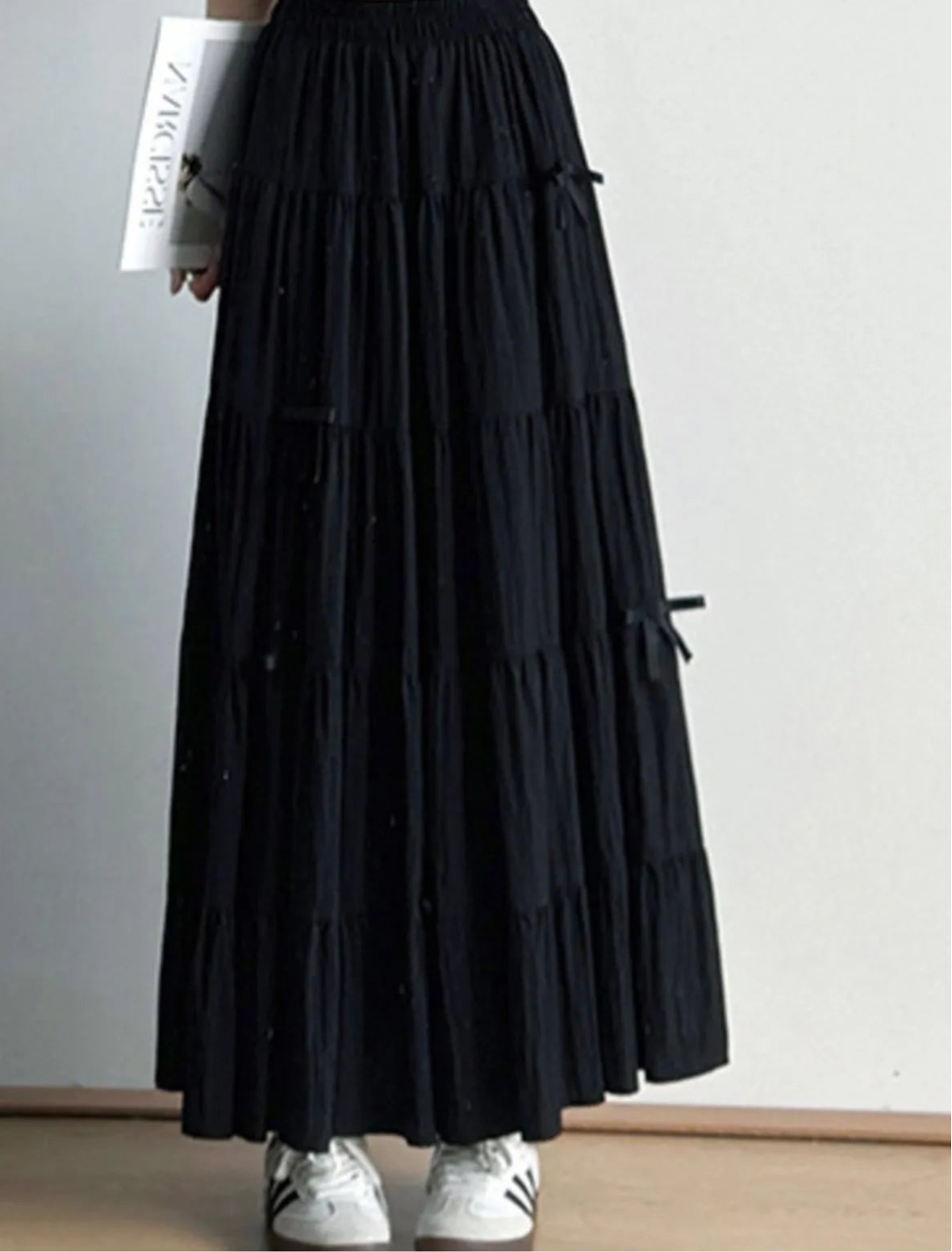 Tiered Elastic Waist Maxi Skirt