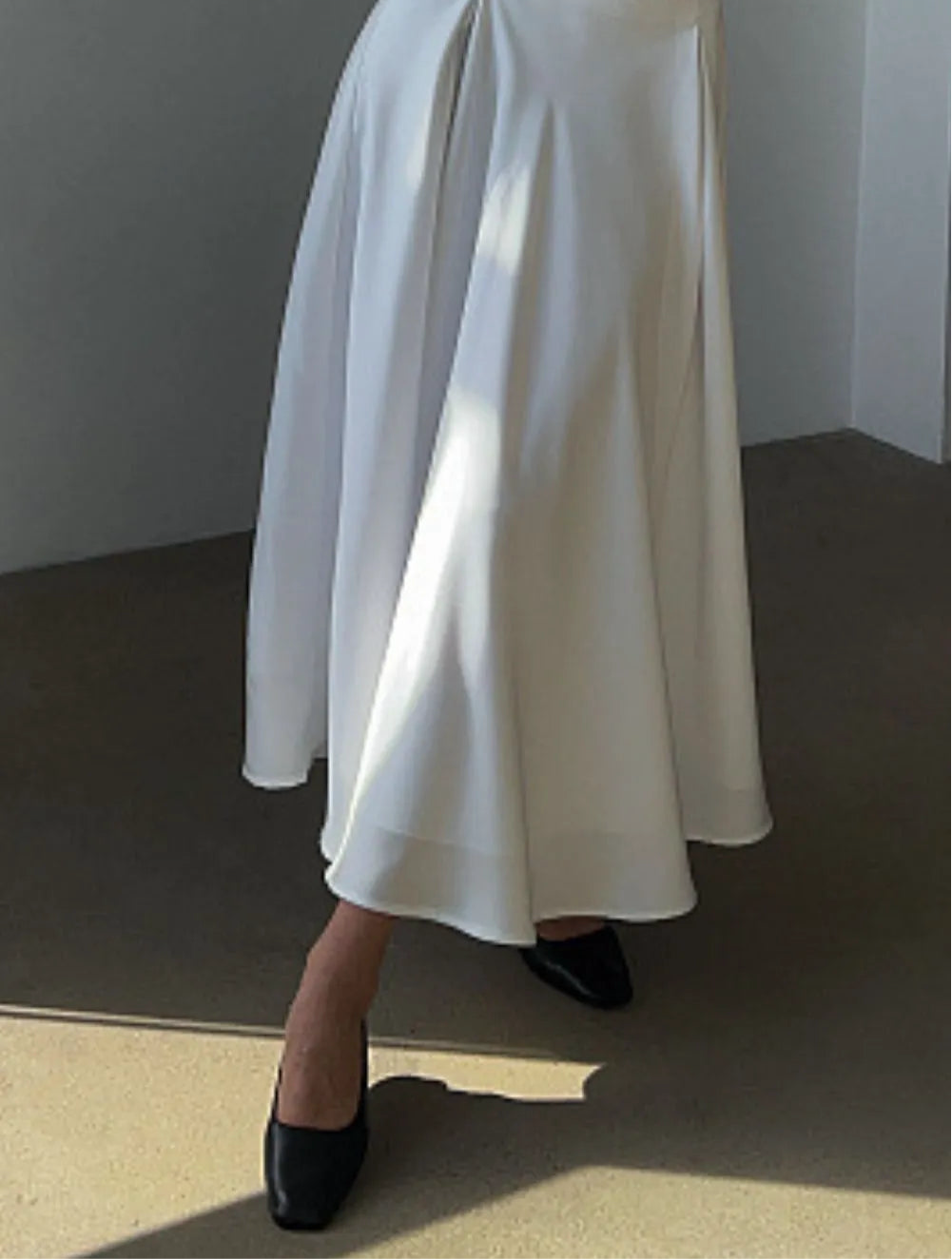 Back Elastic Waist Satin Minx Skirt