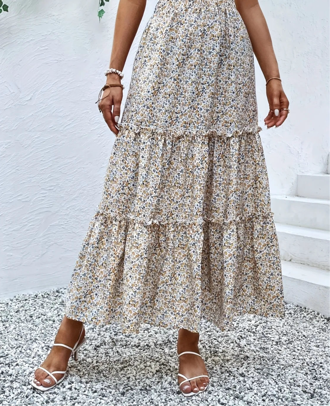 Frill Tiered Printed Skirt