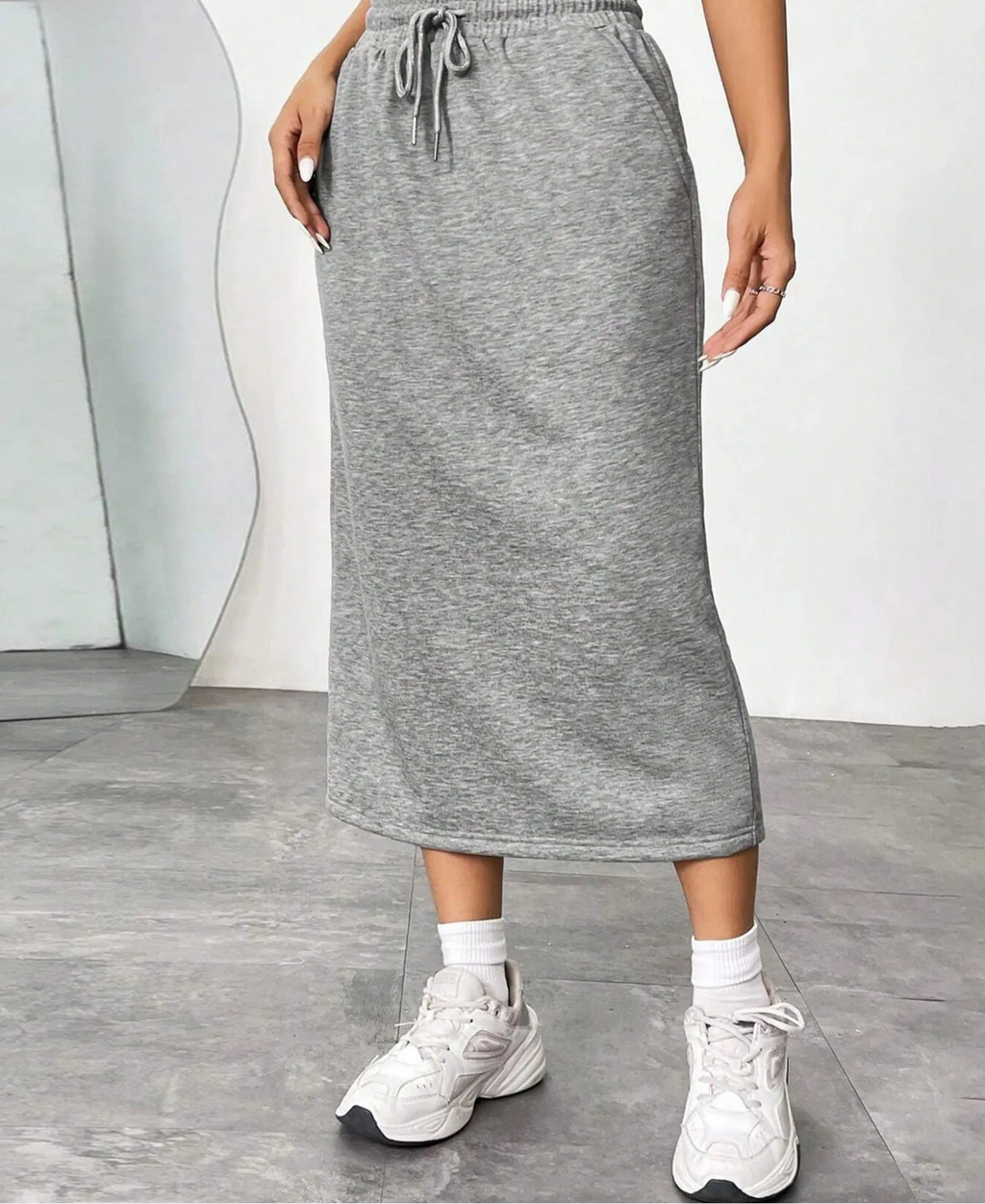 Drawstring Midi Skirt