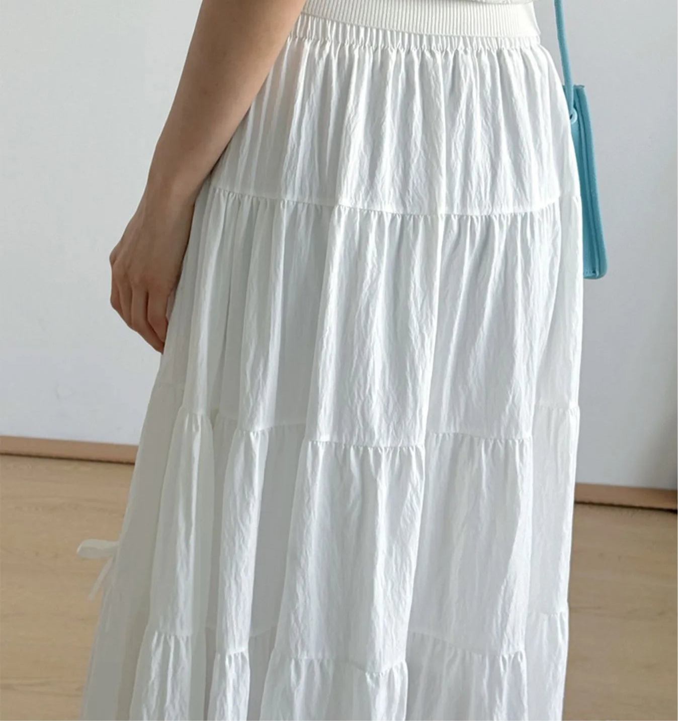 Tiered Elastic Waist Maxi Skirt