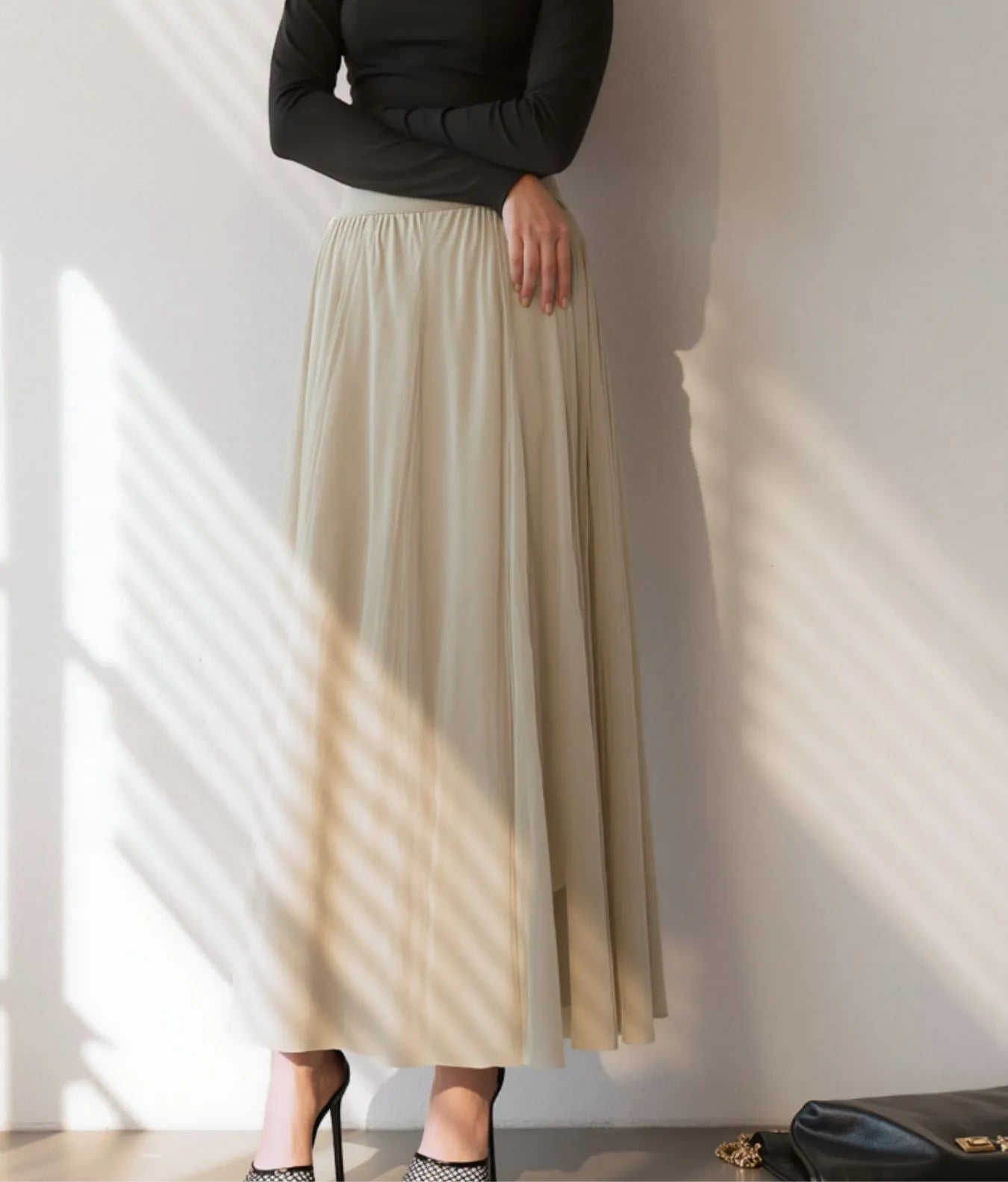 High-Waisted Midi Skirt