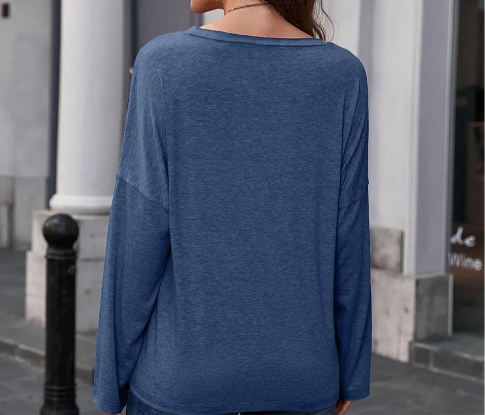 Butterfly Round Neck Dropped Shoulder Blouse