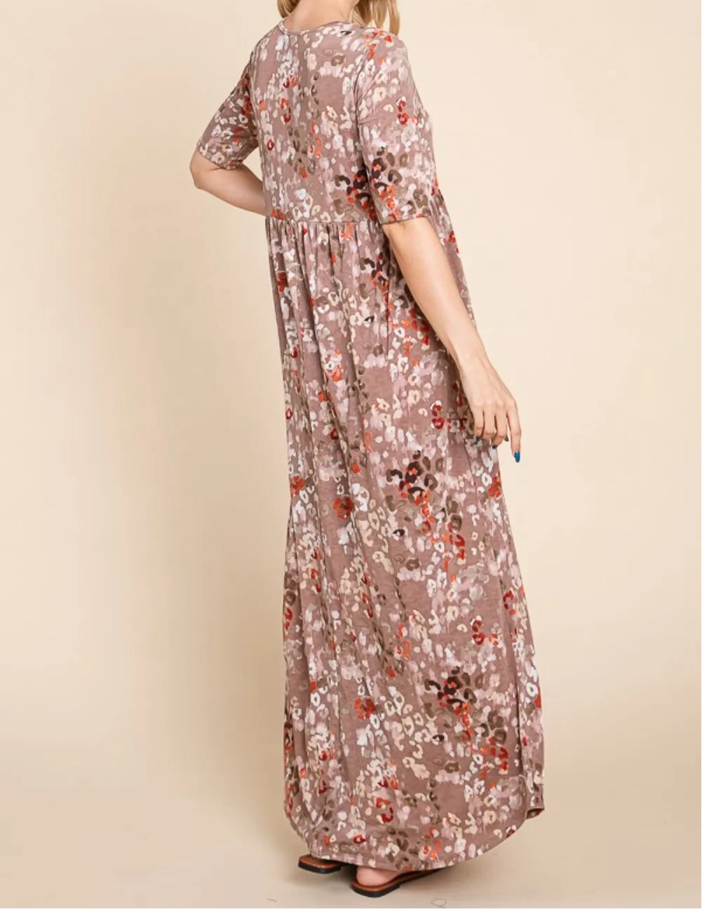 Printed Shirred Maxi Dress