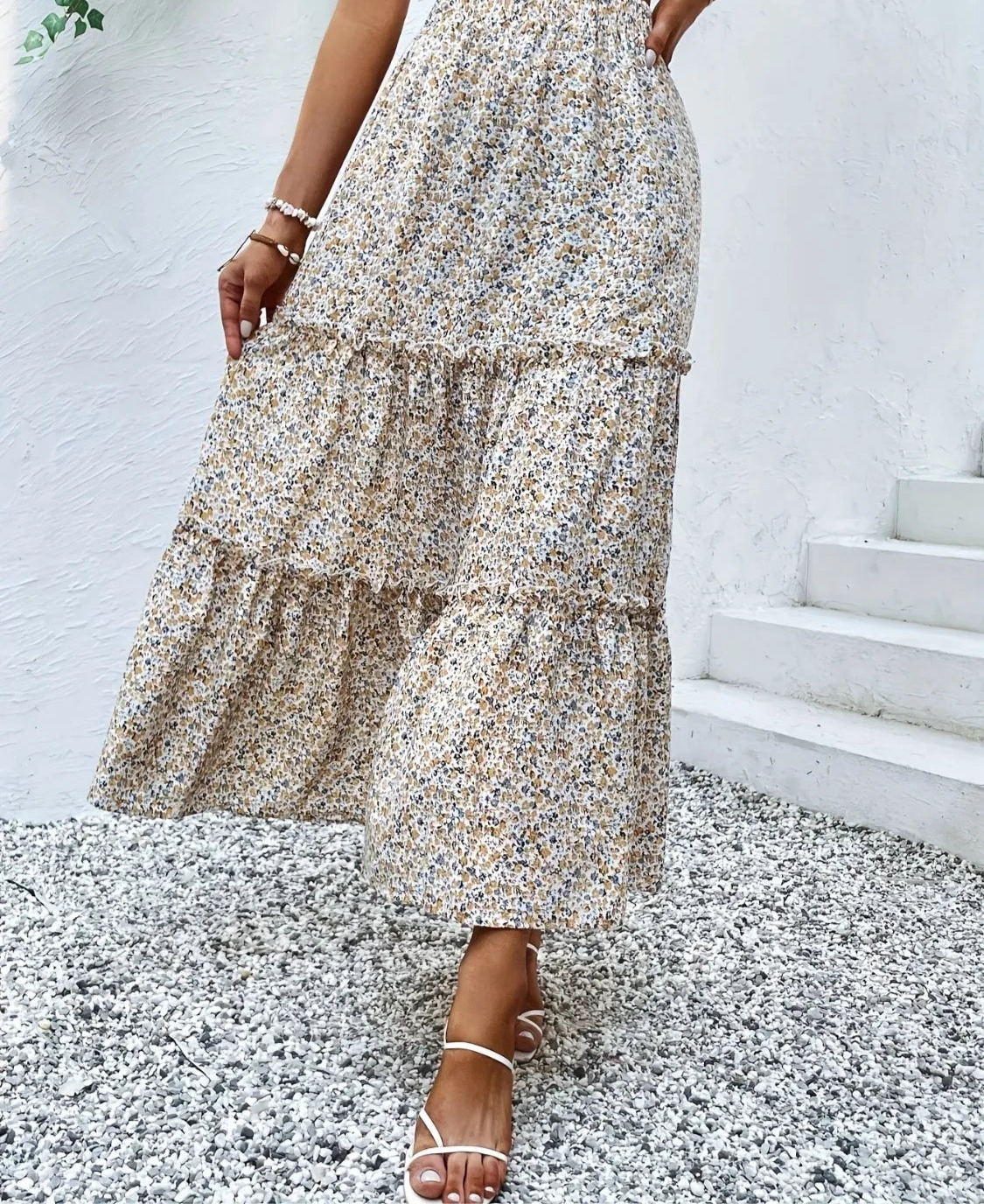 Frill Tiered Printed Skirt