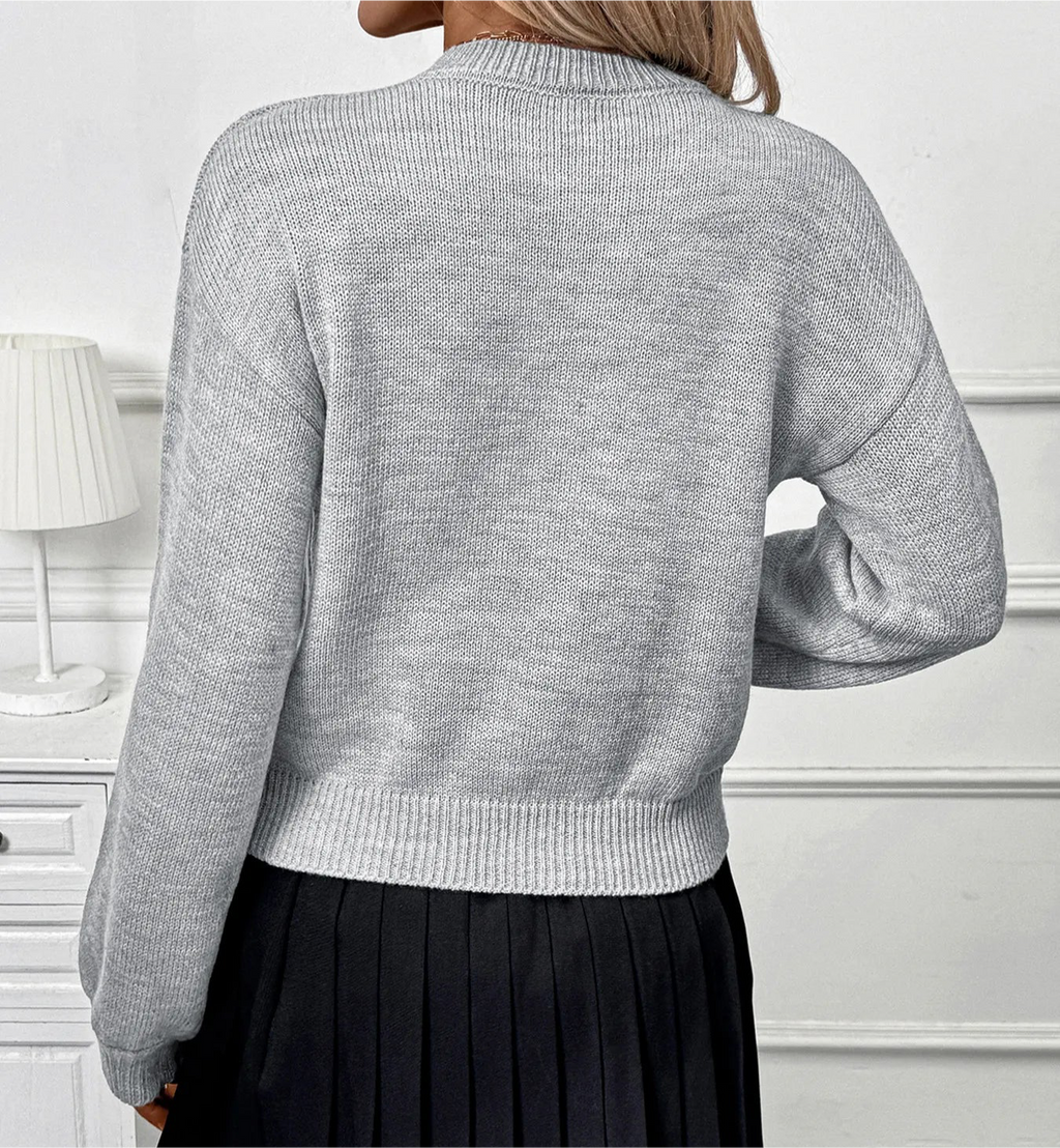 Flower Round Neck Long Sleeve Sweater