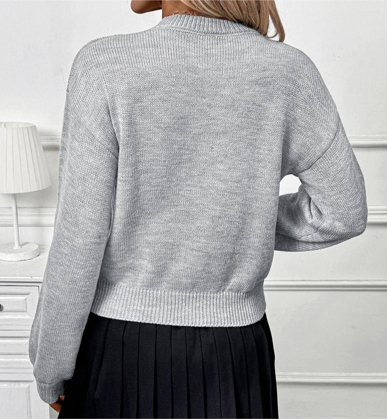 Flower Round Neck Long Sleeve Sweater