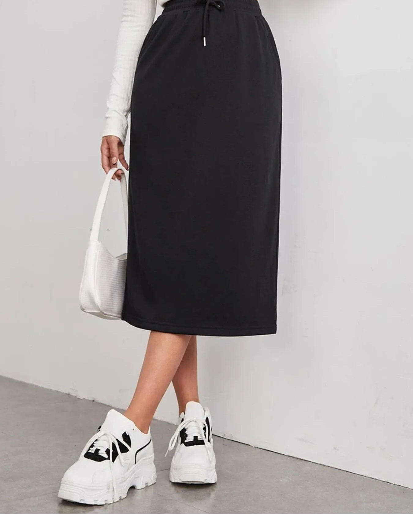 Drawstring Midi Skirt