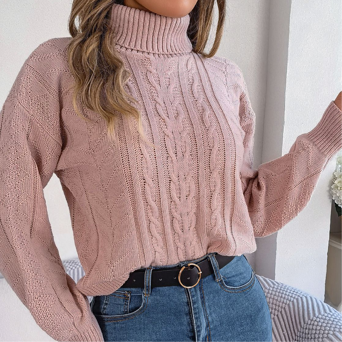 Cable-Knit Turtleneck Sweater