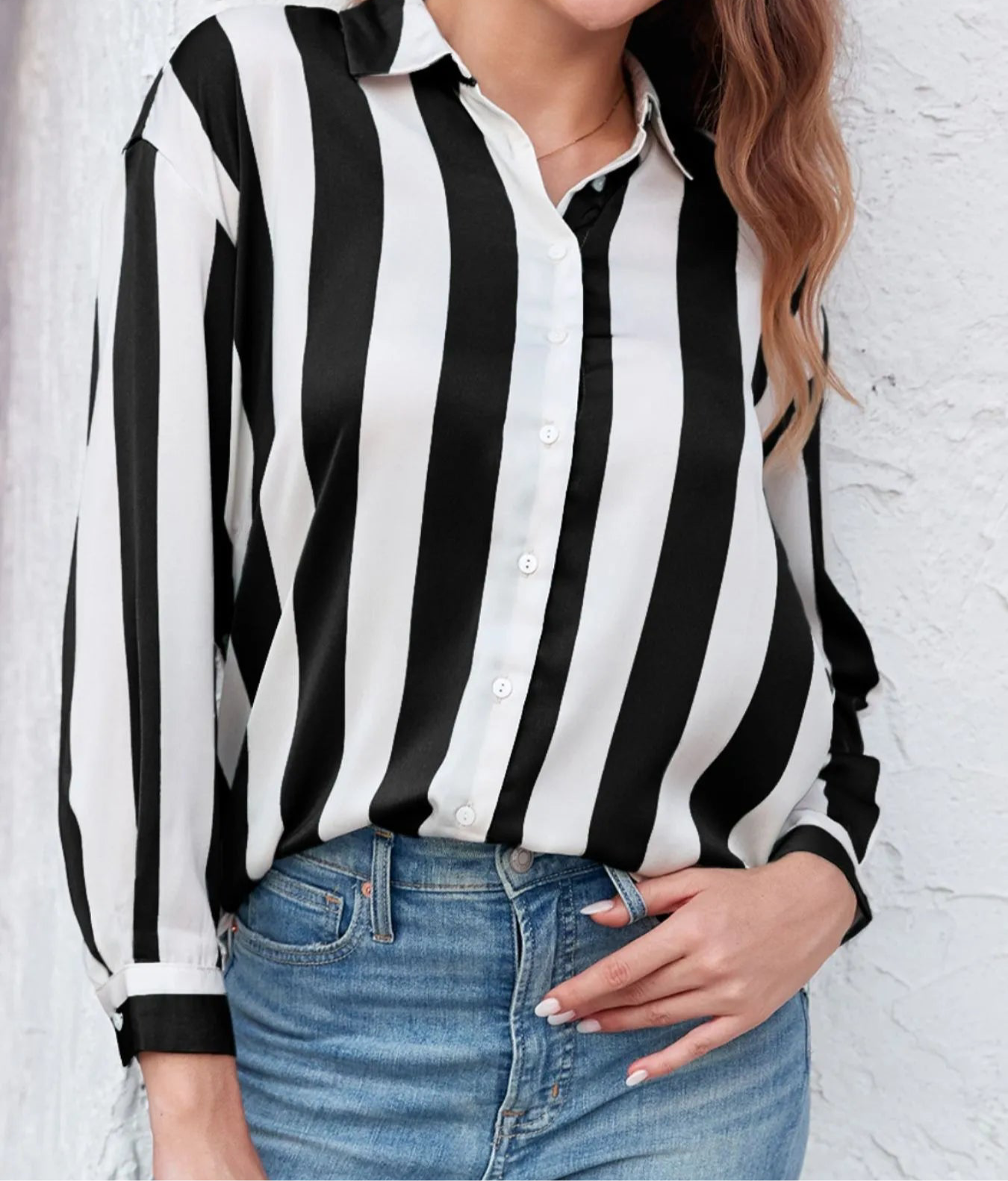 Striped Relaxed Button Up Shirt
